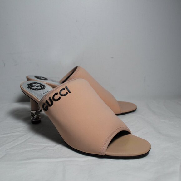 NWOB Gucci Interlocking GG Heel Scuba Greta Mule Mules Heels Sandals 38 - Picture 2 of 8